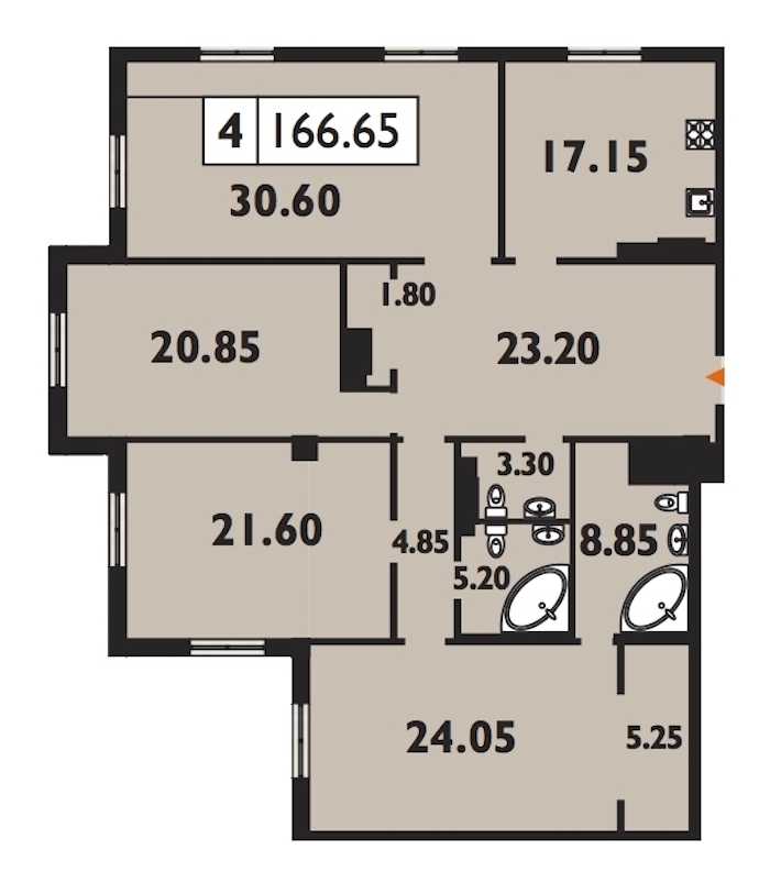 Четырехкомнатная квартира в Группа ЛСР: площадь 166.4 м2 , этаж: 4 – купить в Санкт-Петербурге